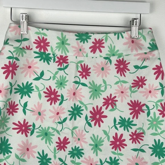 Josephine Chaus Womens White Pink Green Floral Daisy A-Line Mini Skirt Size 6 - Picture 2 of 10